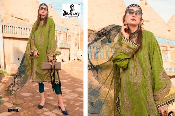 Majesty Maria B Lawn 7 Latest Designer  Digital Print Silk With Patch Embroidery Pakistani Salwar Suit Collection